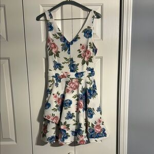 B. Darlin Floral Sleeveless Dress - White, Pink, and Blue